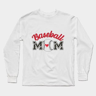 Baseball Mom with Heart Inside the Ball Long Sleeve T-Shirt